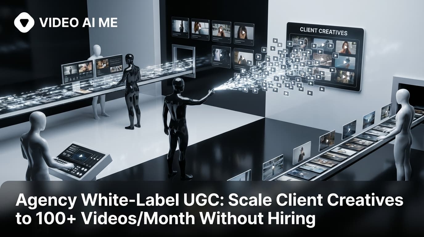Marketing agency white-label UGC production workflow showing scalable creative delivery