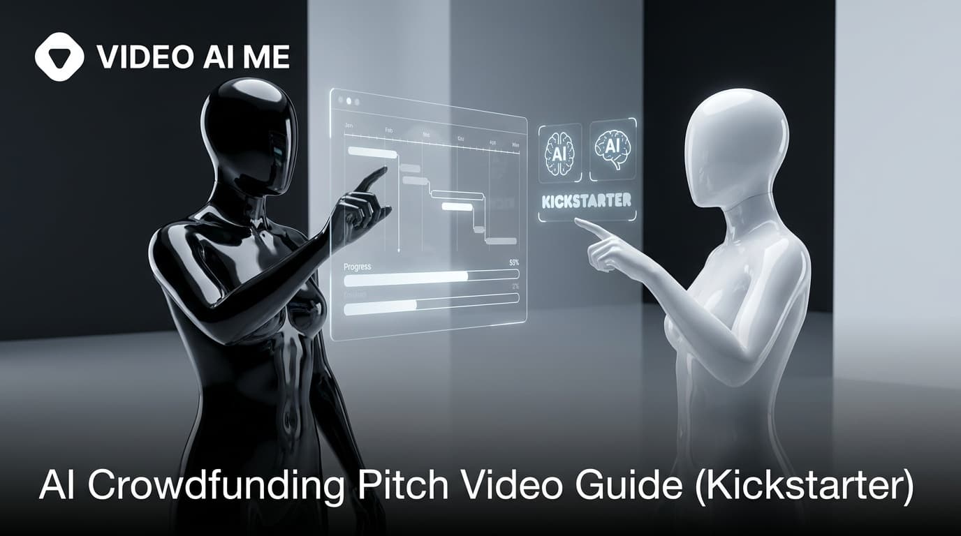 Founder recording an AI crowdfunding pitch video for a Kickstarter campaign