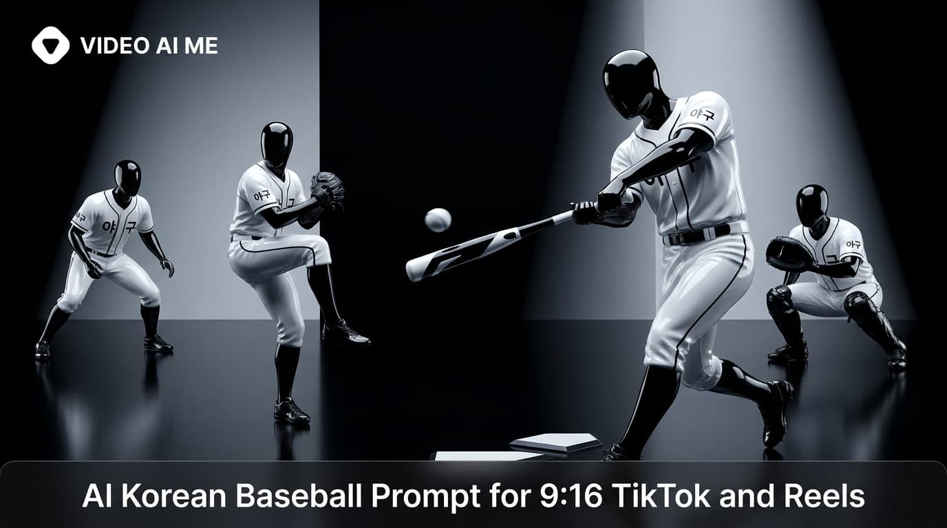 AI Korean baseball prompt rendered in 9:16 vertical format for TikTok and Reels