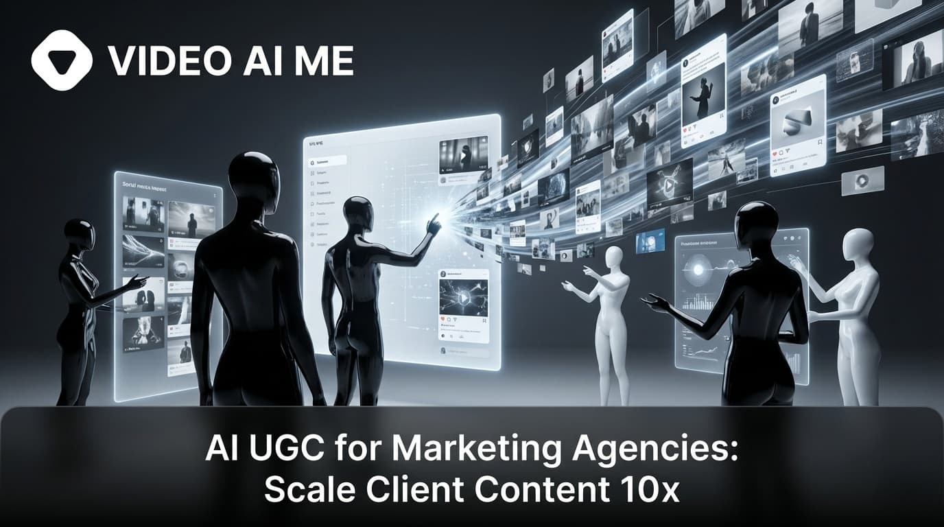 Marketing agency team scaling client video content production with AI UGC across Instagram Facebook and TikTok