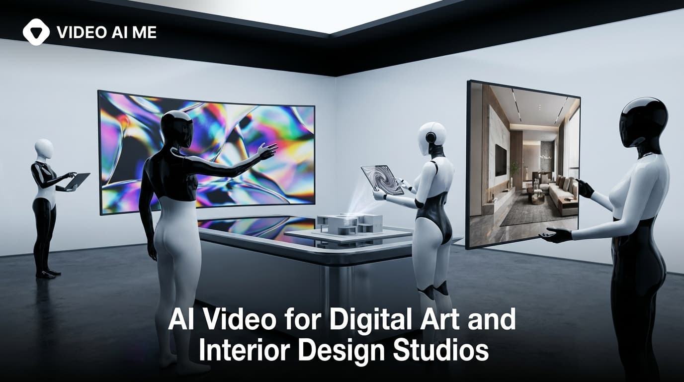 Interior design studio using AI video to showcase room transformations and digital art on TikTok and Instagram