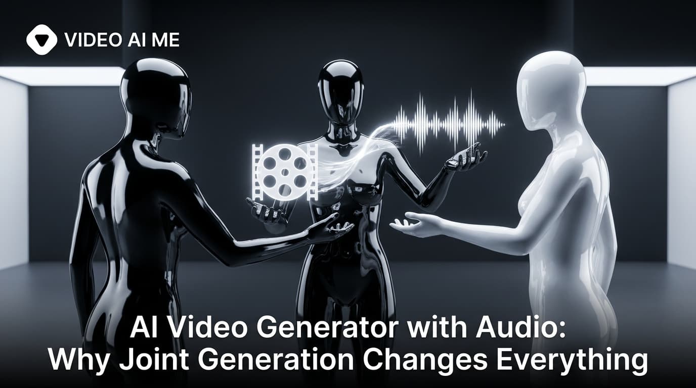 AI video generator with audio showing Happy Horse 1.0 joint generation interface with waveform and lip-sync