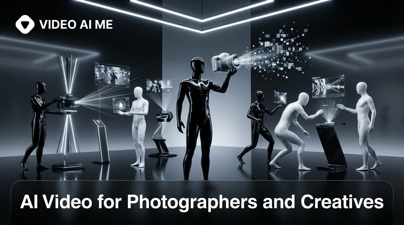 AI-generated video content for a photographer showing a creative professional presenting portfolio work and photography tips on Instagram