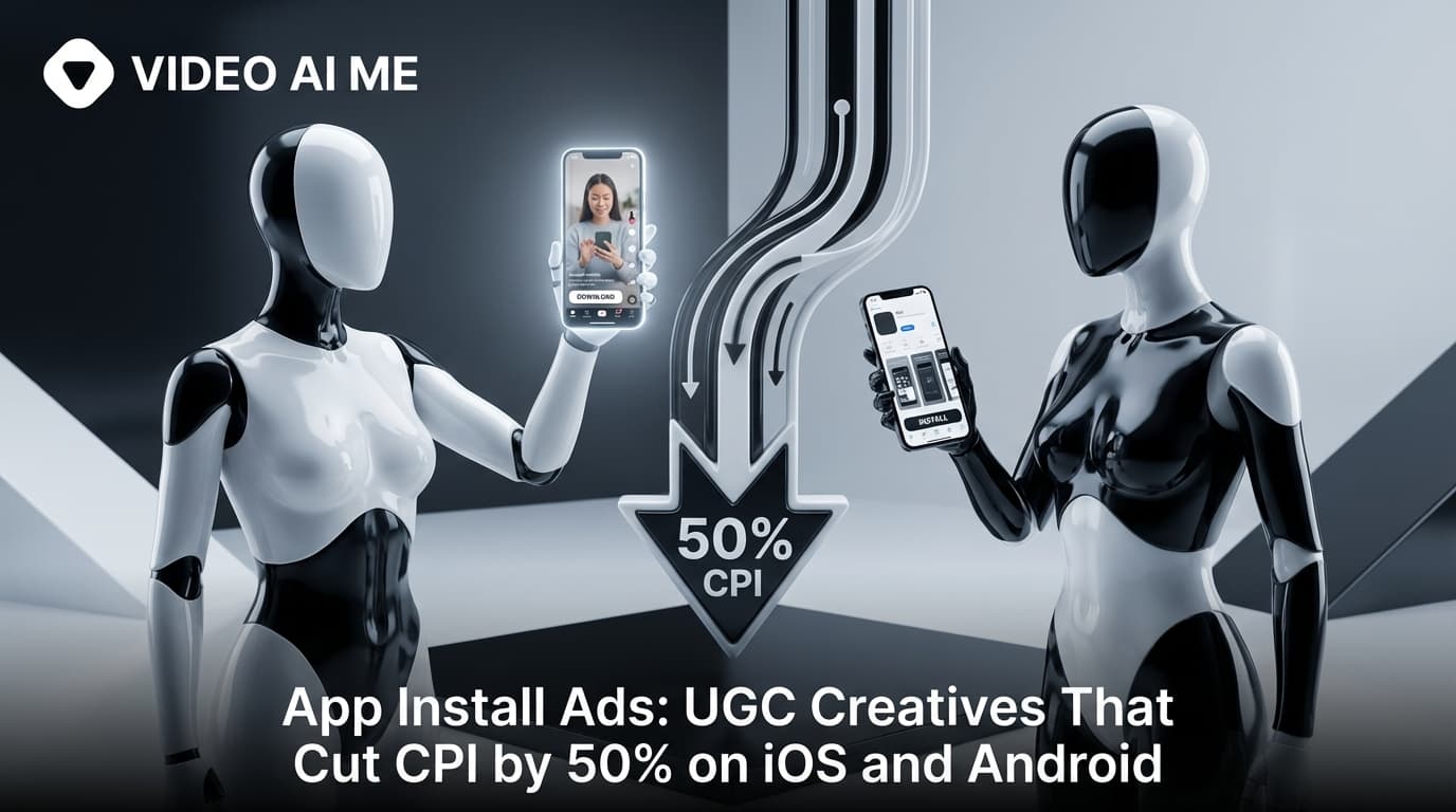 Mobile app install UGC ad creative for iOS and Android user acquisition