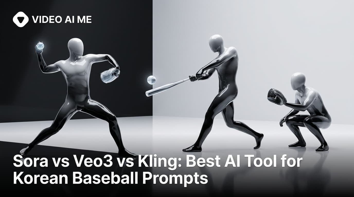 Best AI tool for Korean baseball prompts comparison between Sora Veo3 and Kling