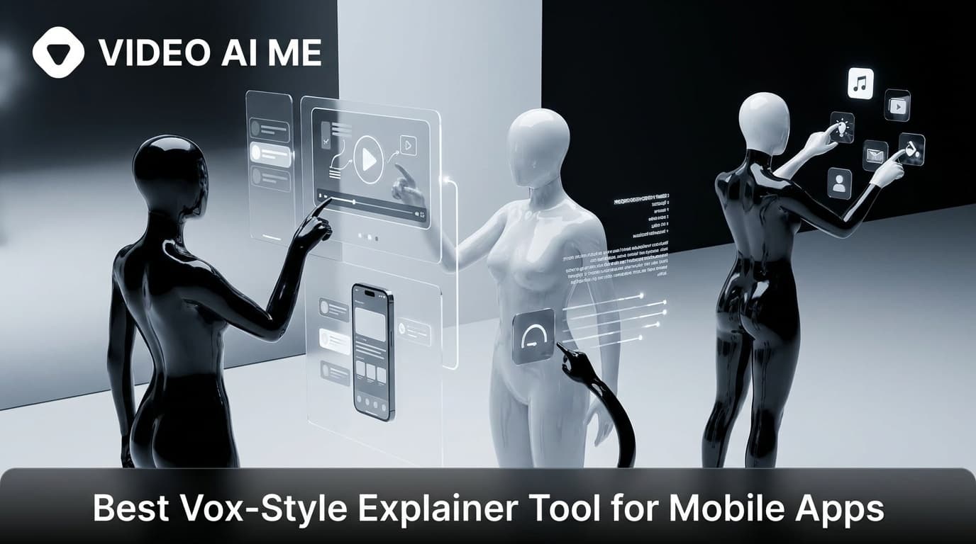 Vox-style explainer showing a mobile app workflow in cutout paper with arrows