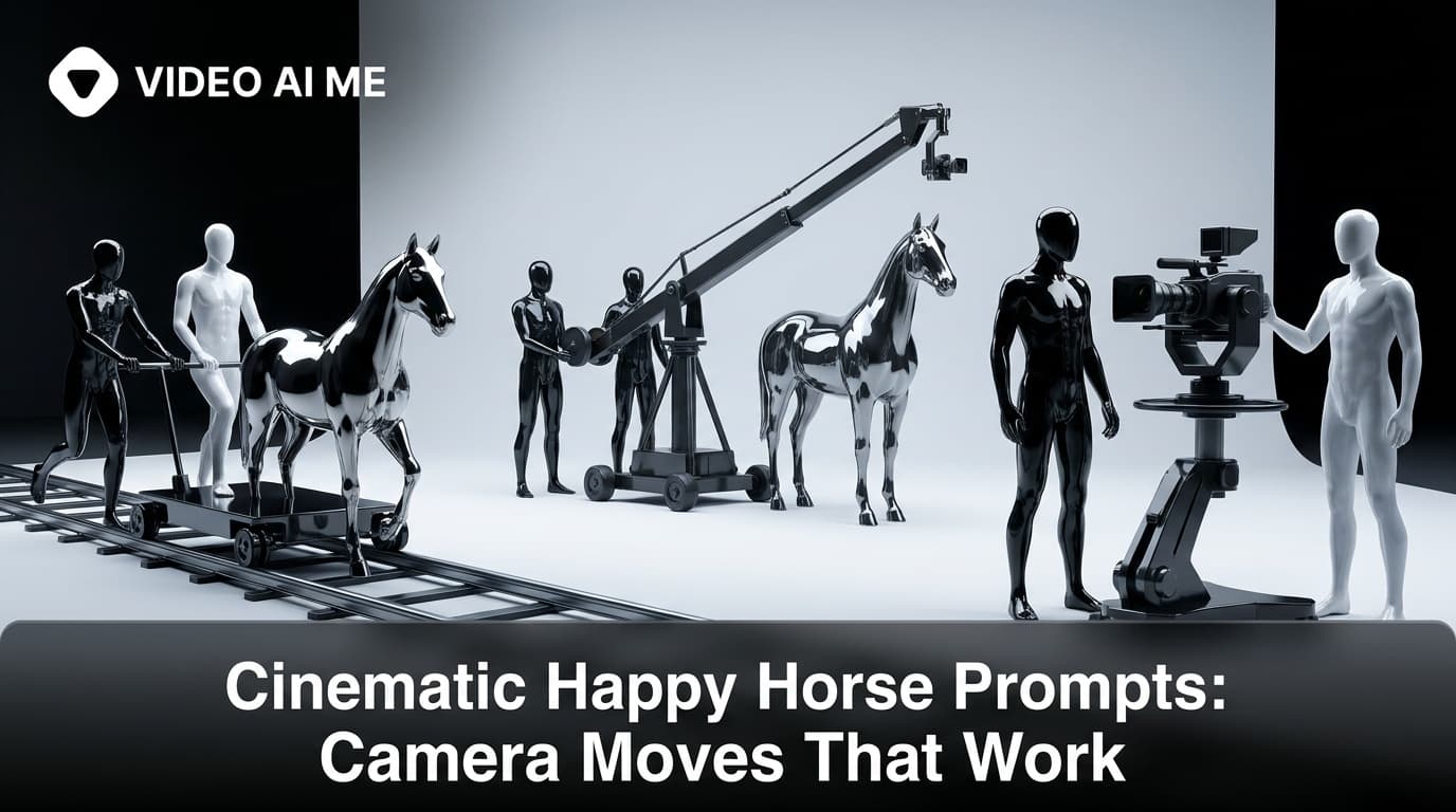 Cinematic Happy Horse prompt example showing aerial shot of coastal highway at midday