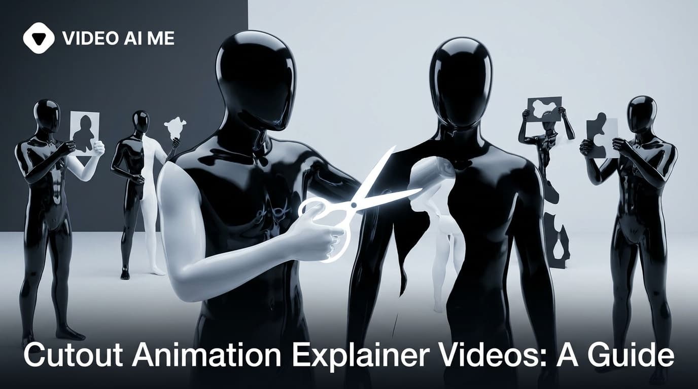 Cutout animation explainer video frame with layered paper shapes and a drop shadow
