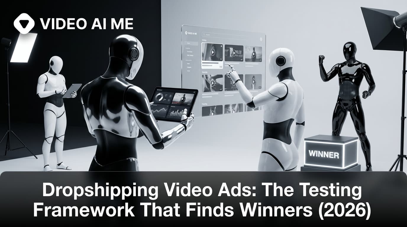 Dropshipping video ads testing framework showing A/B test results and winning ad variations