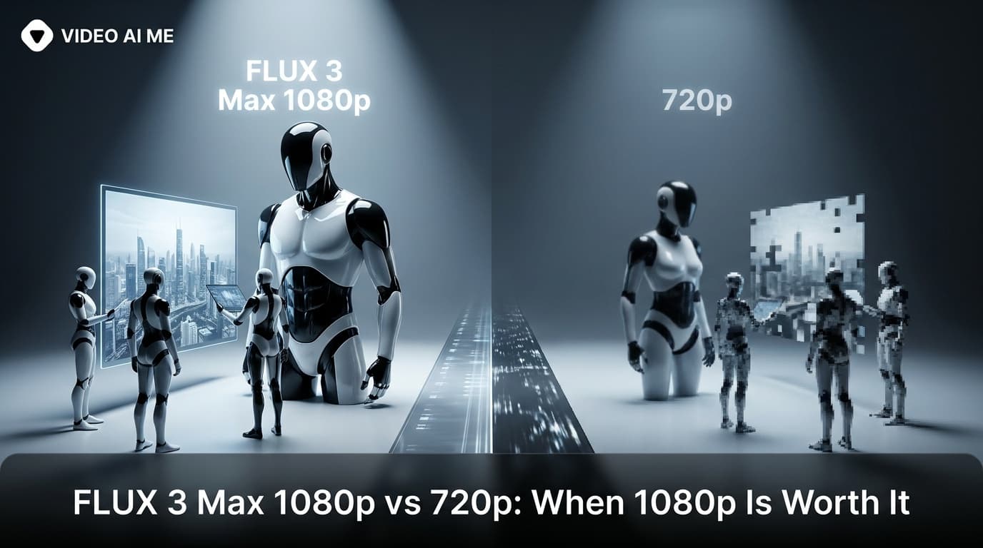 Side by side frames comparing FLUX 3 Max 1080p and 720p resolution