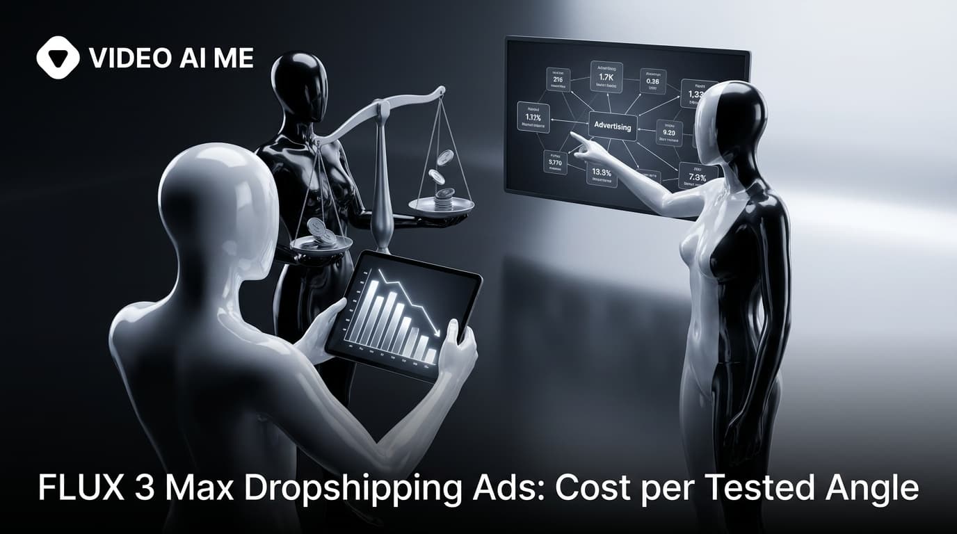 Dropshipping video ad angles generated with FLUX 3 Max for product testing
