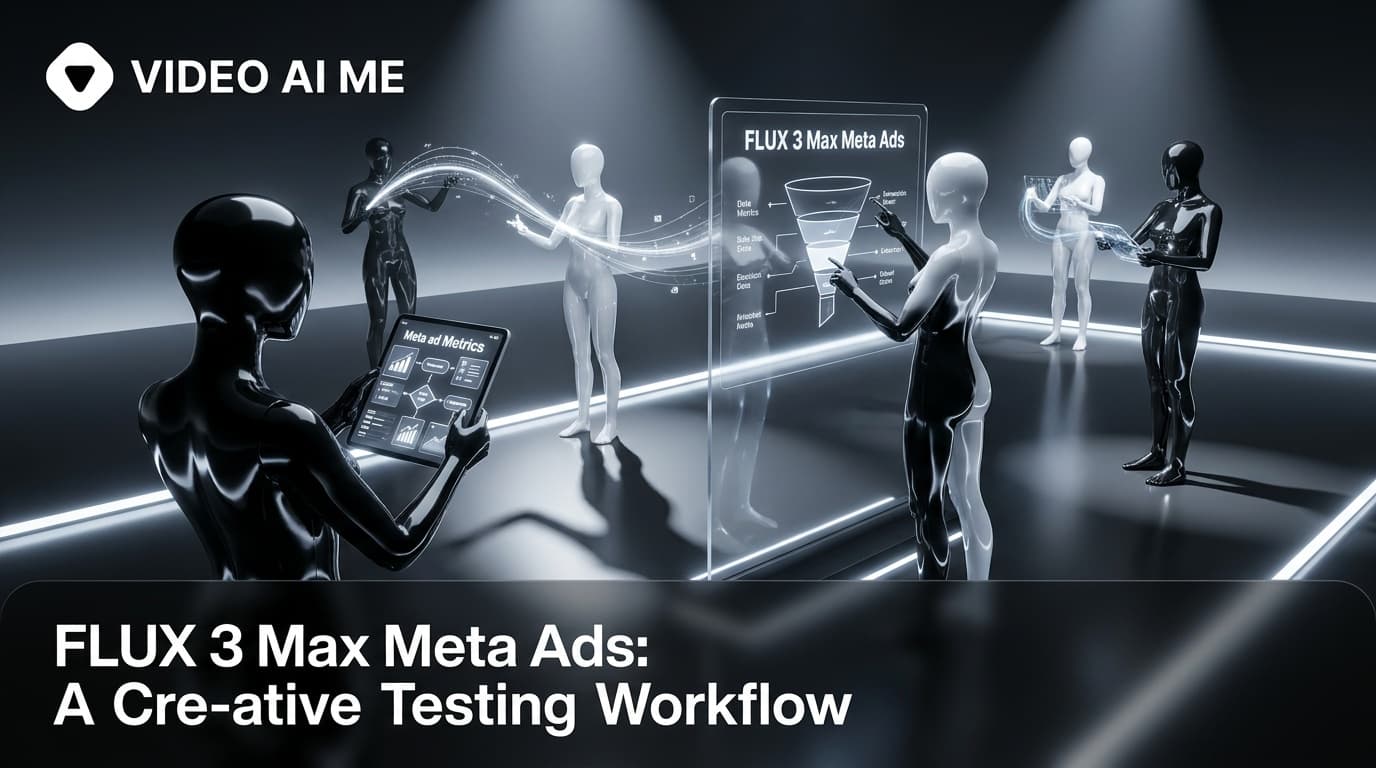 Meta ads creative testing workflow with FLUX 3 Max video variants on VIDEO AI ME