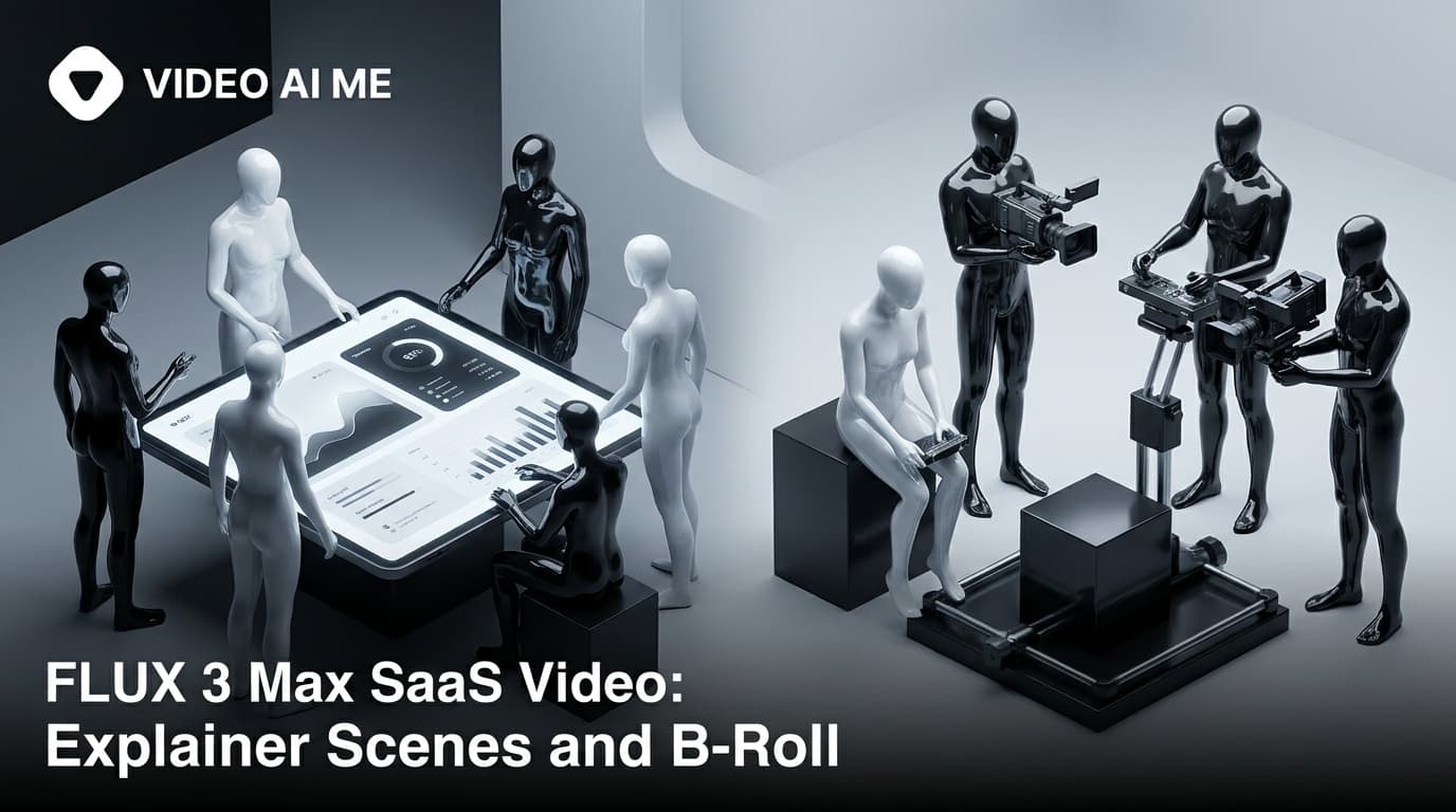 SaaS explainer video built from FLUX 3 Max concept scenes and a real product screen recording