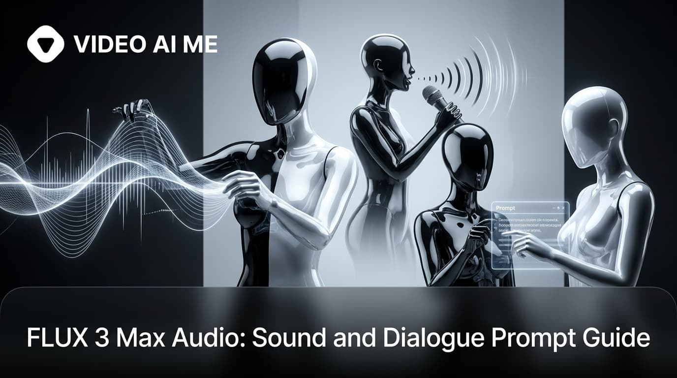 A sound waveform over a FLUX 3 Max clip showing dialogue, ambience and effects