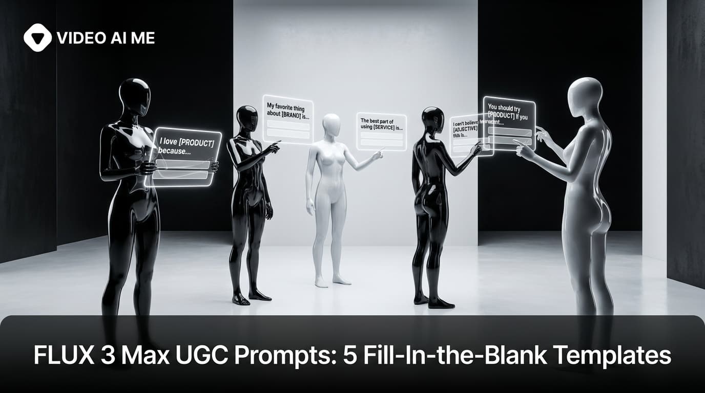FLUX 3 Max UGC prompt templates for vertical 9:16 creator-style video ads