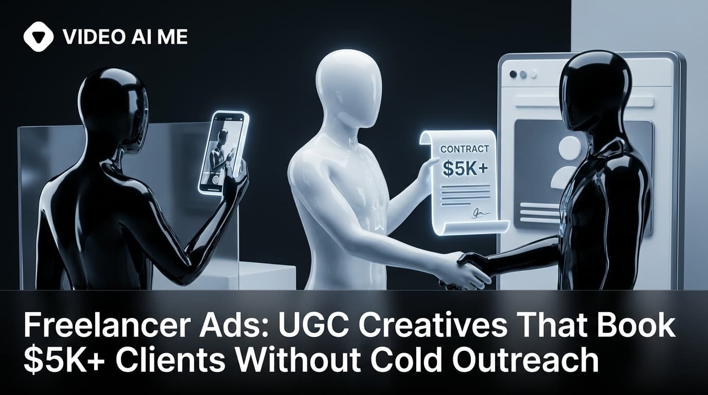 Freelancer UGC ad creative showing client acquisition without cold outreach