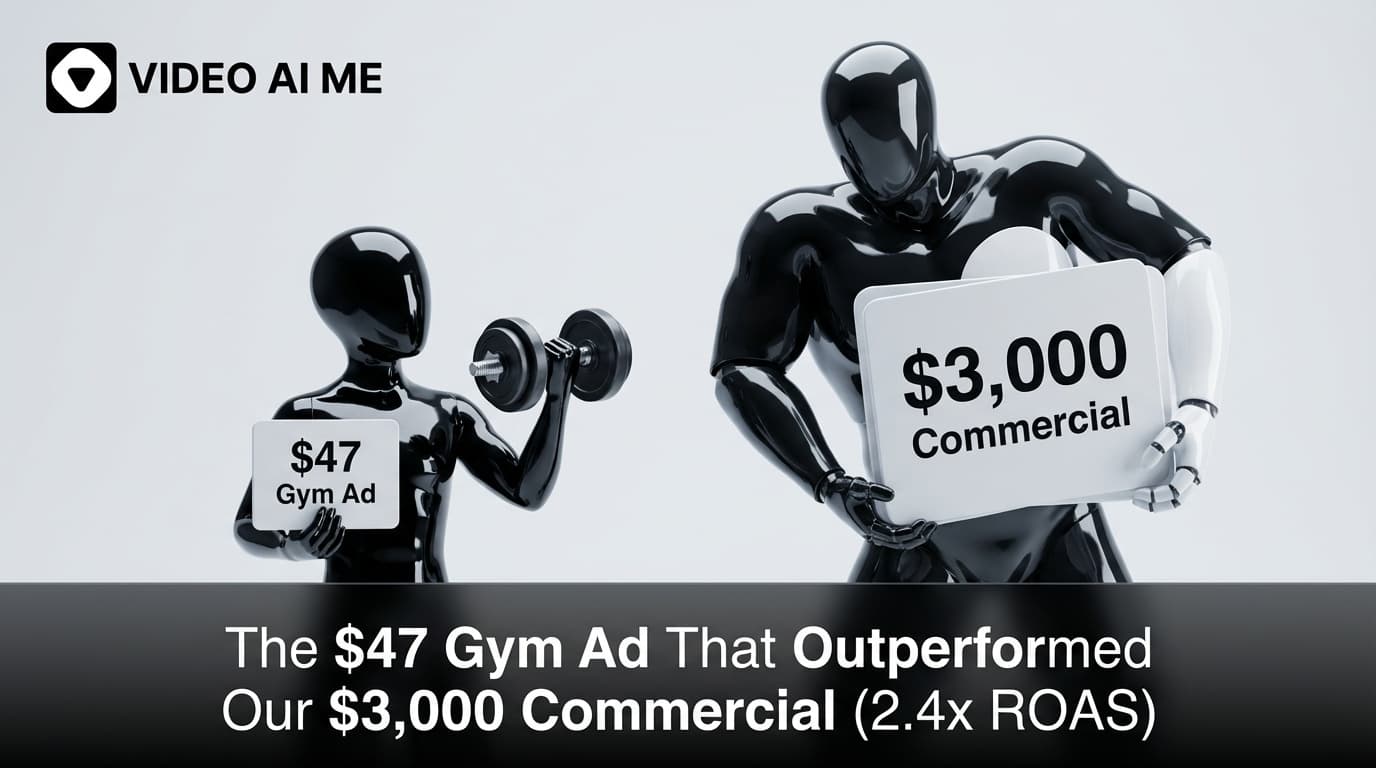 Gym UGC ad comparison showing iPhone video versus professional commercial ROAS results