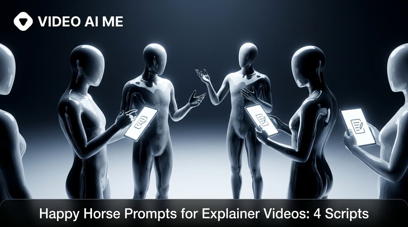 Happy Horse prompts for explainer videos showing a person at a clean desk demonstrating a product in soft diffused light