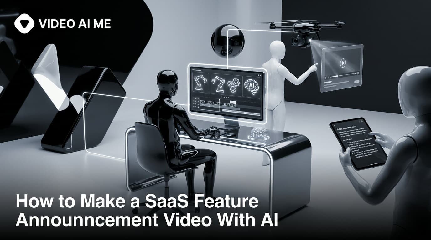 Creating a SaaS feature announcement video with AI presenter, captions, and screen demo