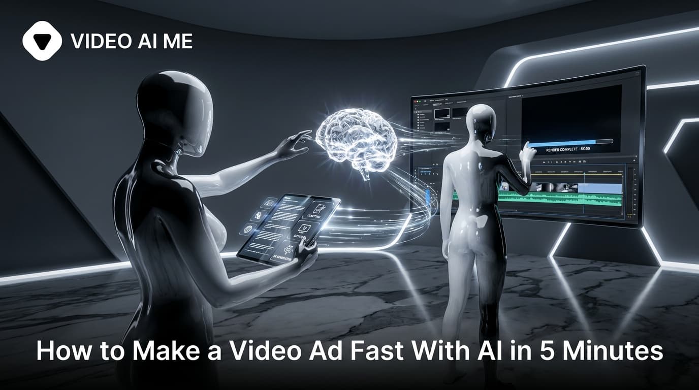 Marketer using VIDEO AI ME to make a video ad fast with an AI actor on screen