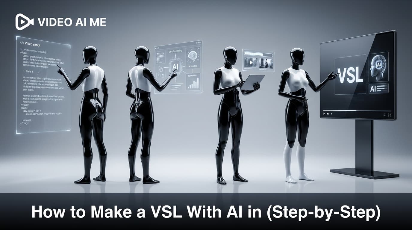 Coach creating a video sales letter with an AI presenter on a laptop