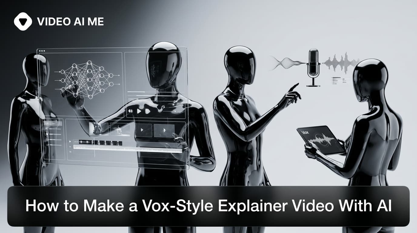 Step-by-step process of making a vox-style paper-collage explainer video with AI, from brief to approved boards