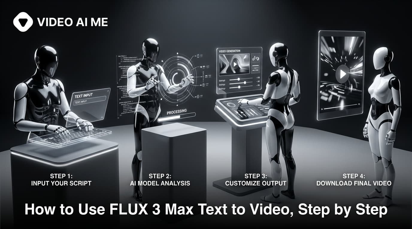 A written prompt turning into a FLUX 3 Max text to video clip with sound