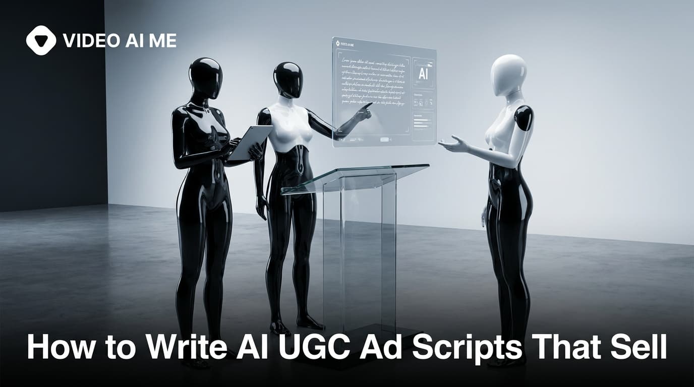 AI UGC ad script framework with hook, problem, proof, and CTA for video ads