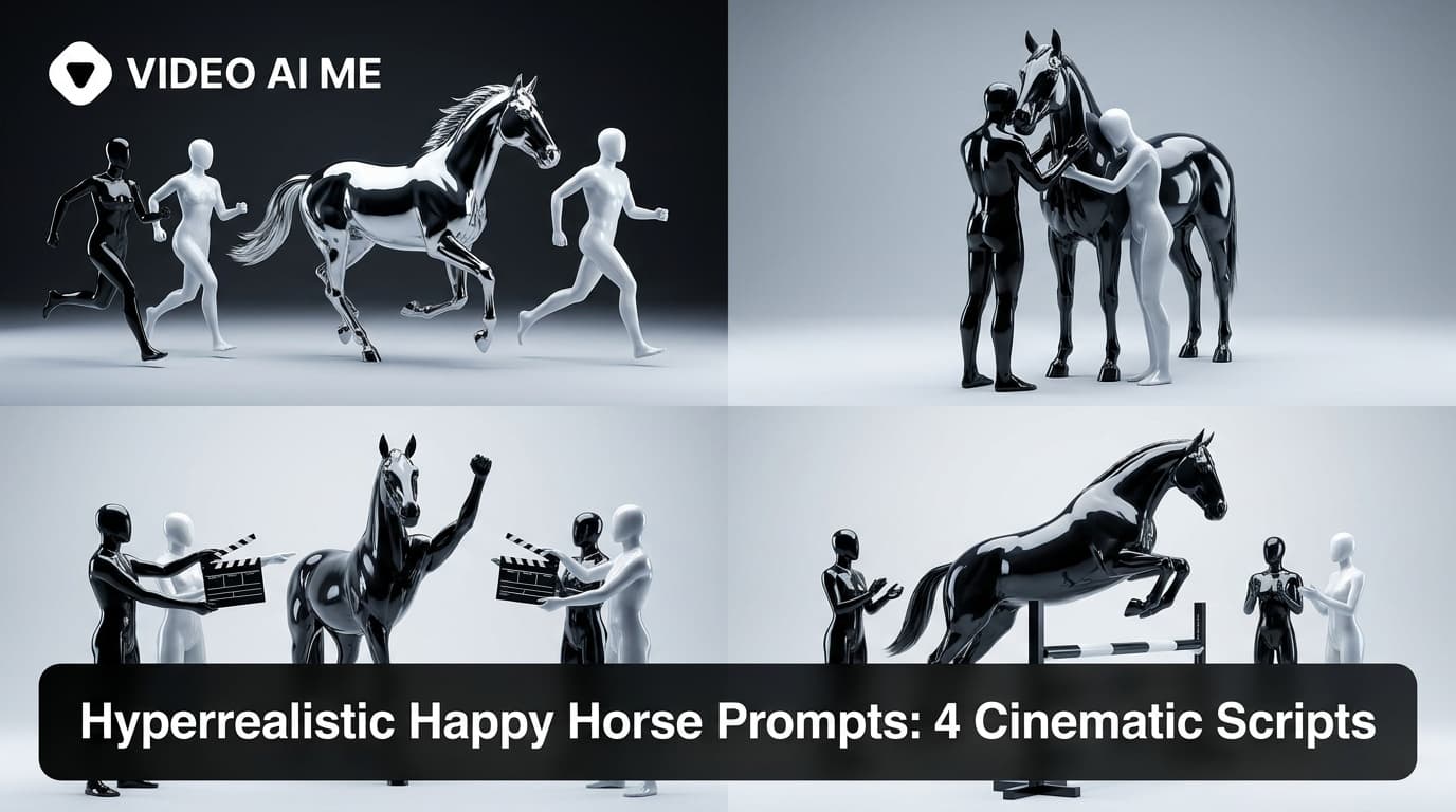 Hyperrealistic Happy Horse prompts example showing a rain-slicked city street at night with sodium vapor lamp reflections