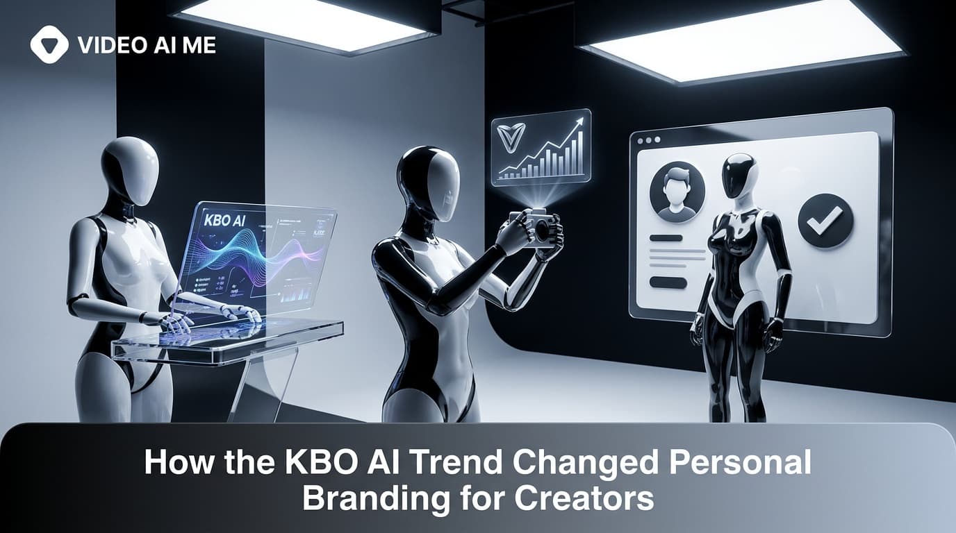 KBO AI trend personal branding for creators graphic with AI actor and dual format icons