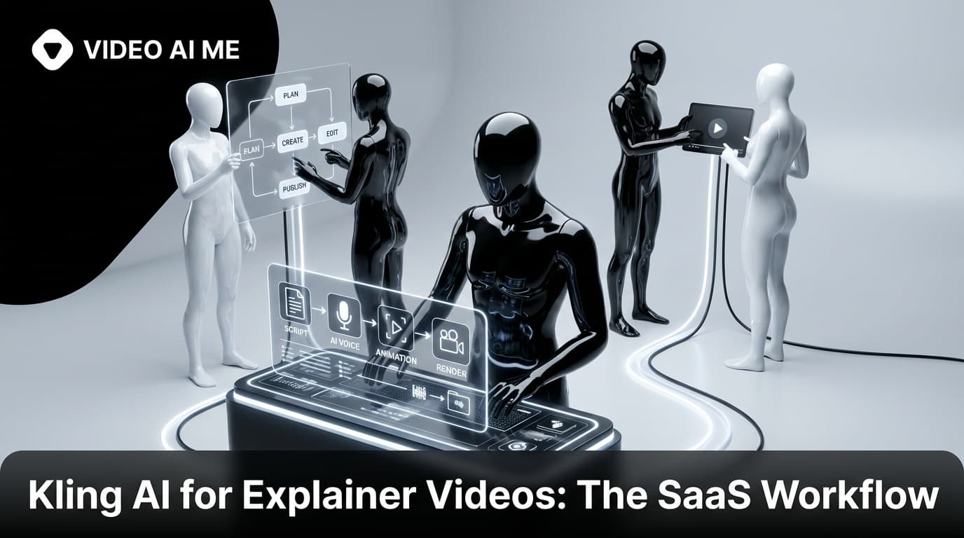 Kling AI explainer video for SaaS product showing UI walkthrough and presenter