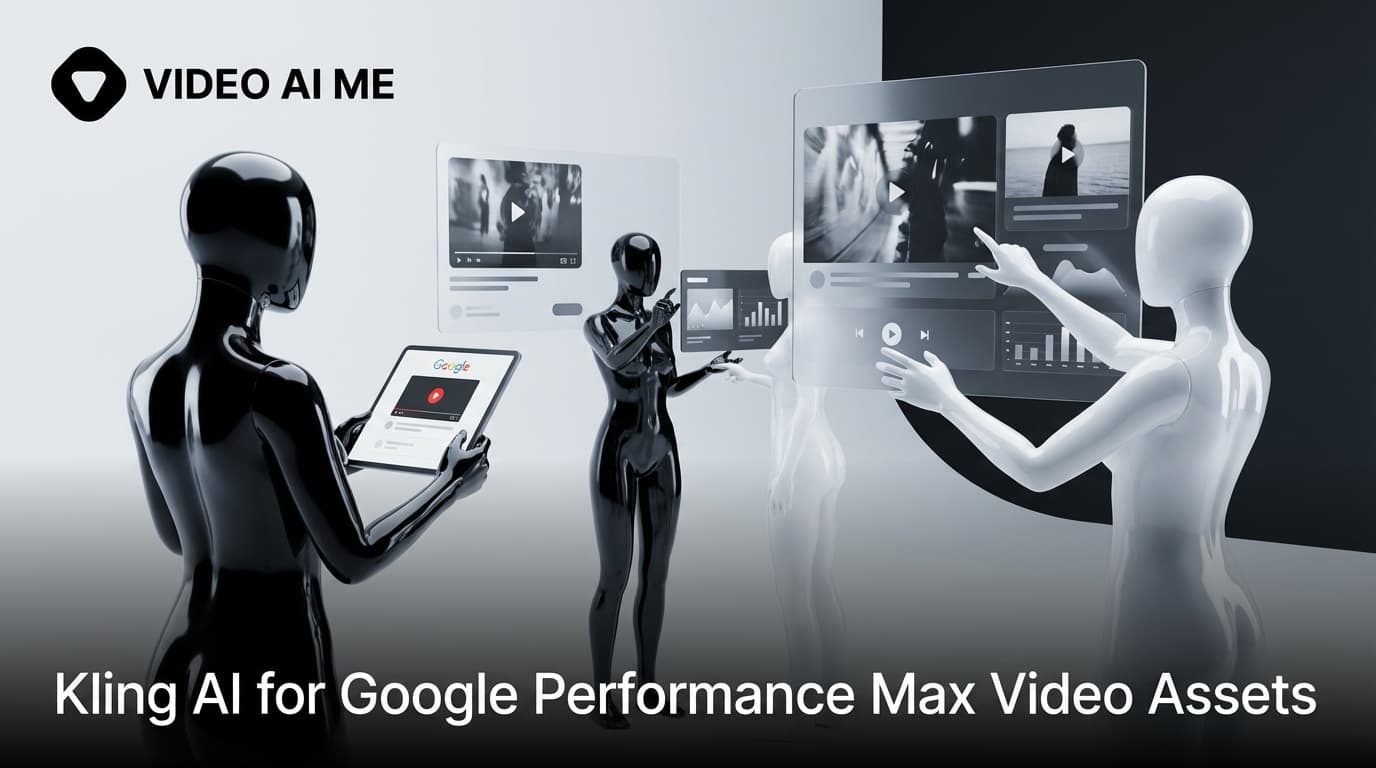 Kling AI Google Performance Max video assets showing multiple formats across YouTube Display and Discover