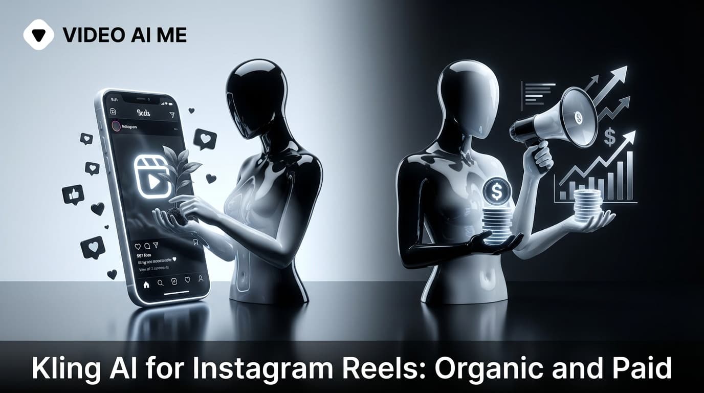 Kling AI Instagram Reels example showing 9:16 vertical content with engagement metrics