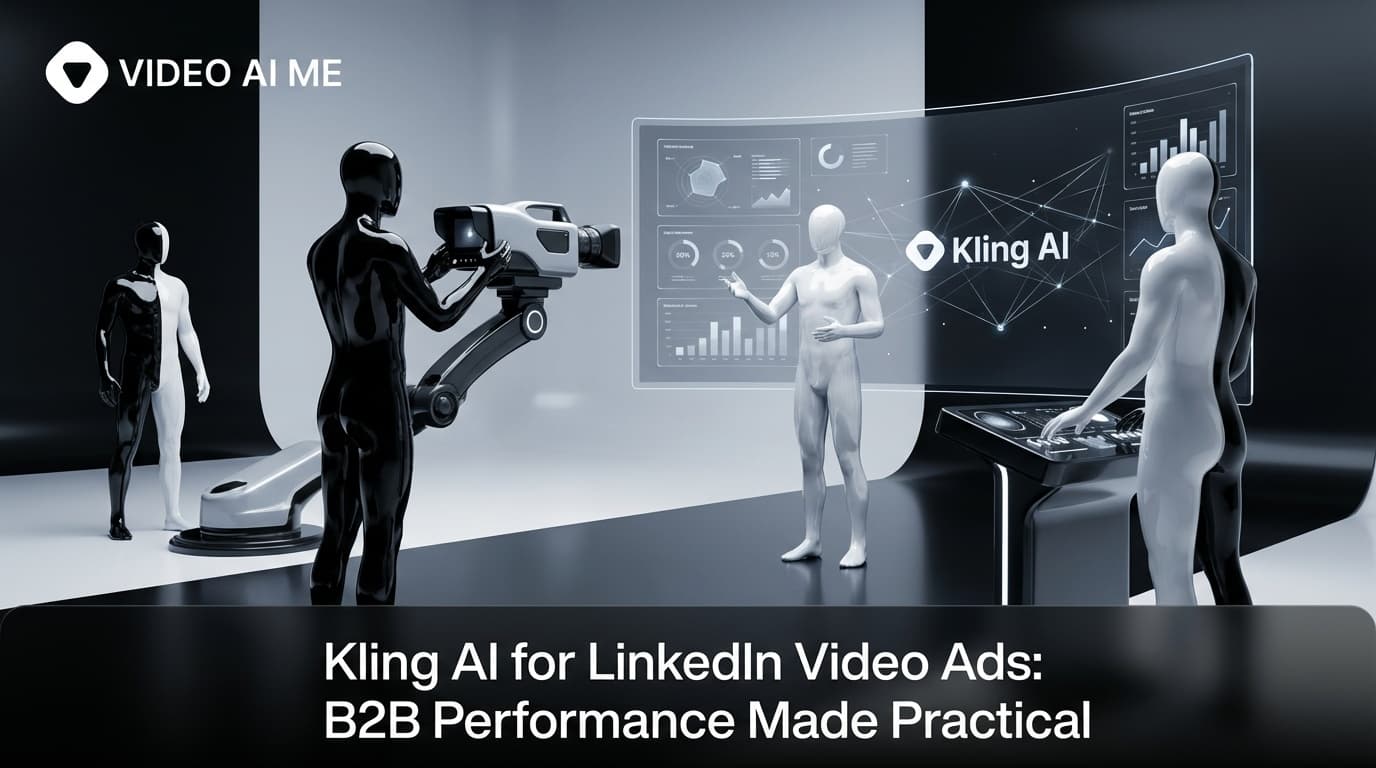 Kling AI LinkedIn video ad example showing B2B founder explainer with engagement metrics