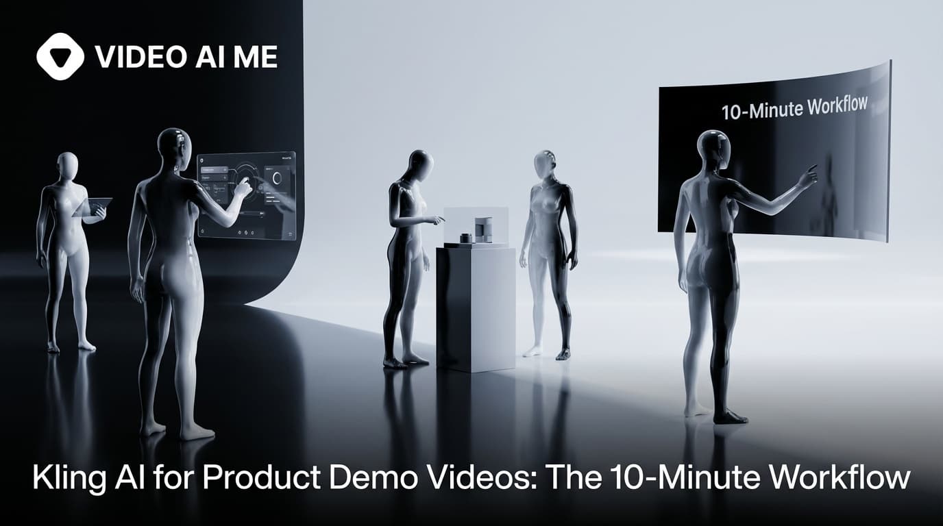 Kling AI product demo video showing animated rotation of a skincare bottle