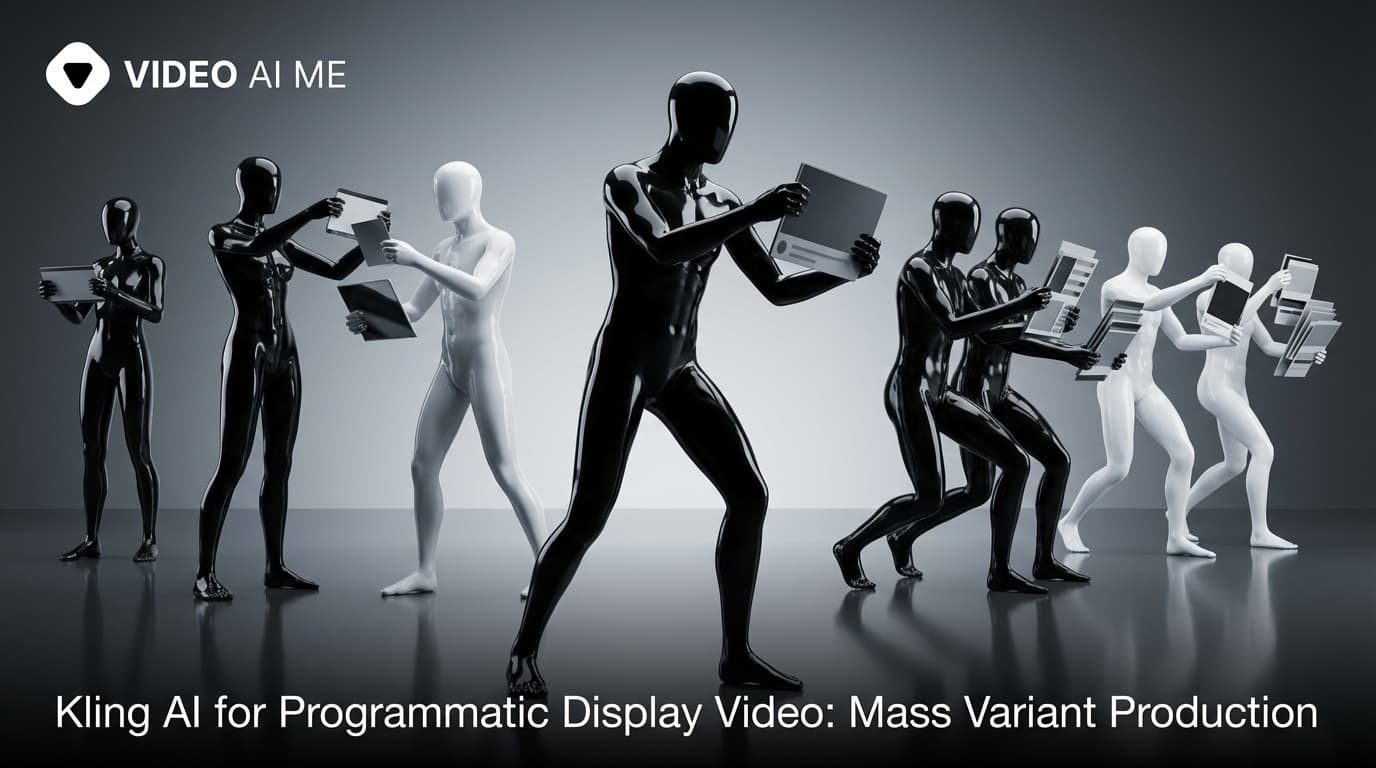 Kling AI programmatic display video variants showing multiple aspect ratios for DSP campaigns