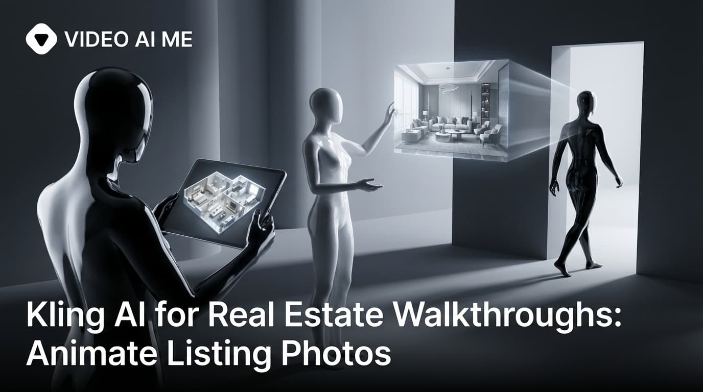 Kling AI real estate walkthrough showing animated multi-shot drift through a modern home