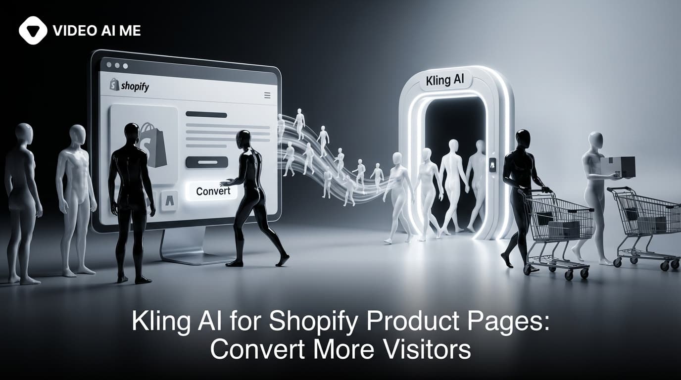 Kling AI Shopify product page video example showing animated product rotation with conversion metrics