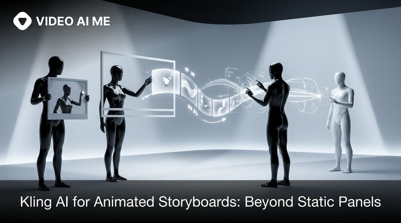 Kling AI animated storyboard panels showing motion across cinematic shots