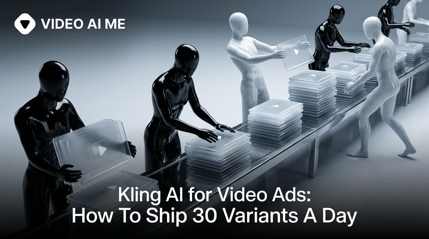 Kling AI video ads workflow showing UGC ad variants for TikTok and Meta