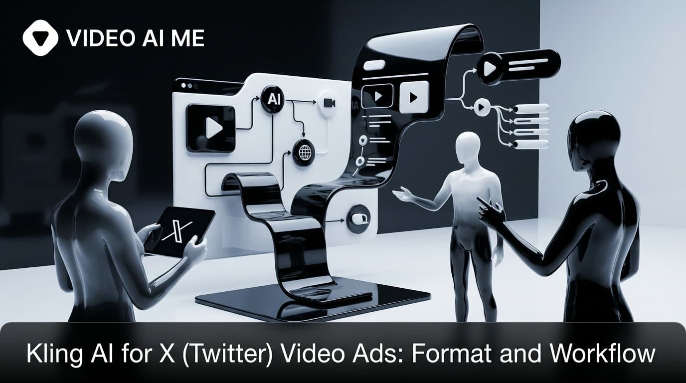 Kling AI X Twitter video ad example showing 16:9 horizontal format with engagement metrics
