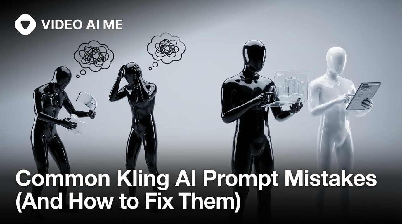 Kling AI prompt mistake comparison showing wrong and corrected prompt output