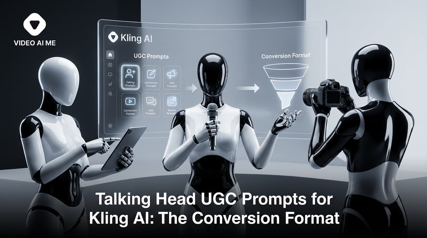 Kling AI talking head UGC ad showing AI-generated creator speaking to camera