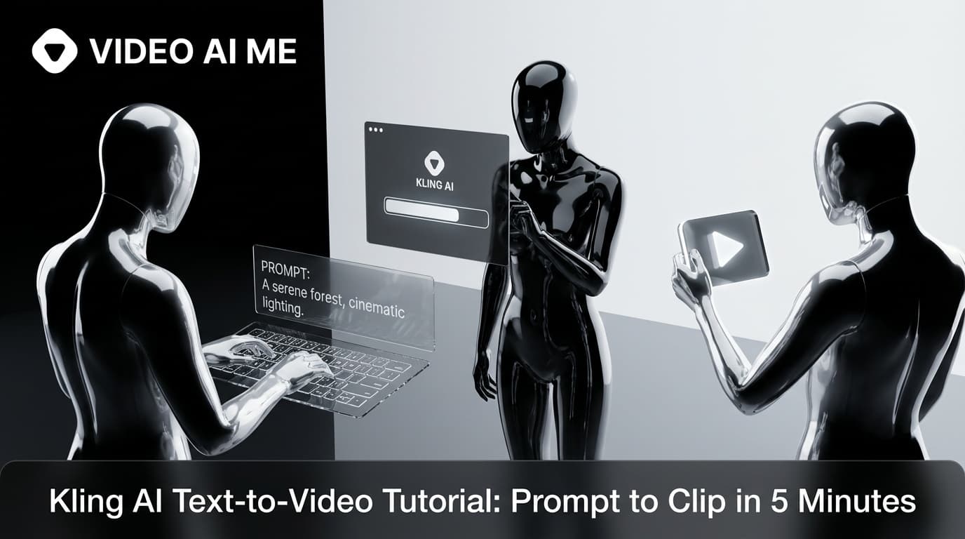 Kling AI text to video tutorial showing prompt to clip workflow with examples