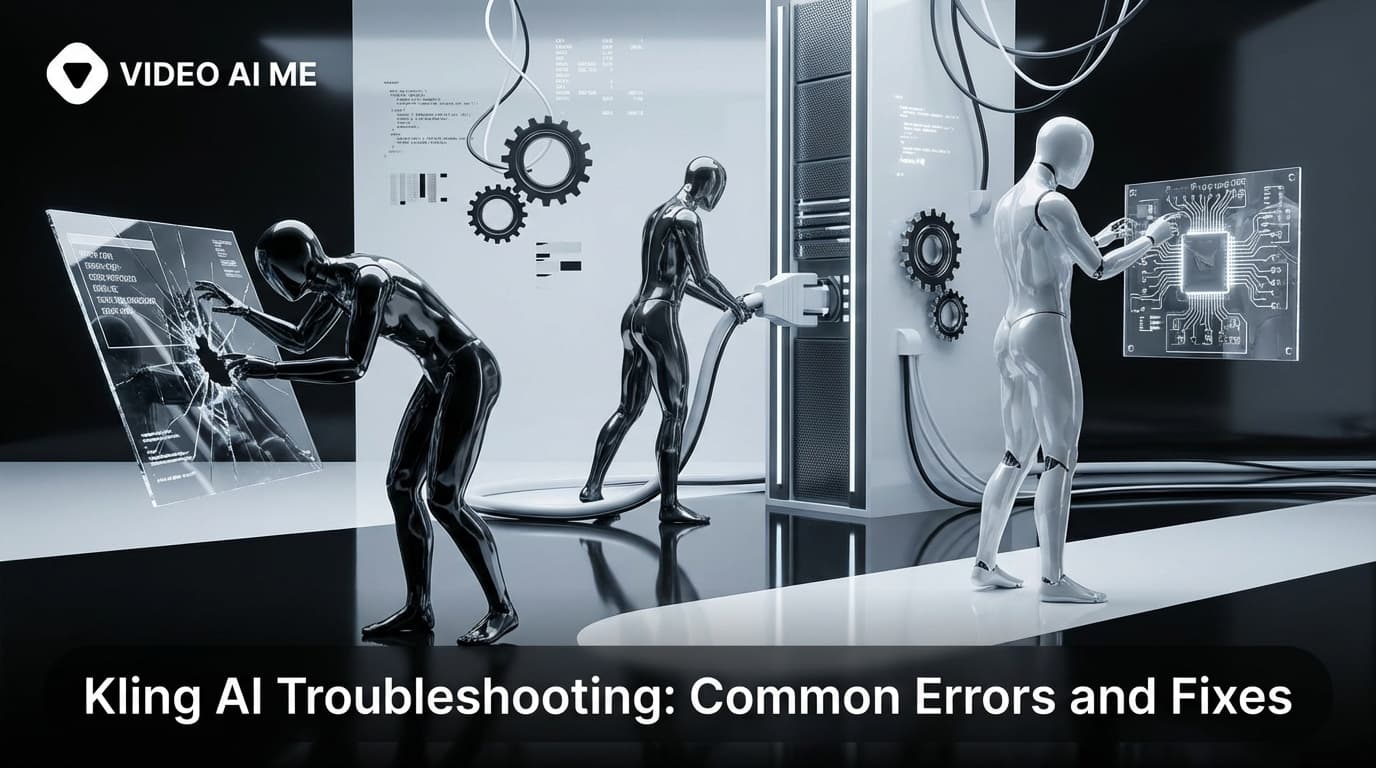 Kling AI troubleshooting guide showing 10 common problems with diagnostic steps and fixes