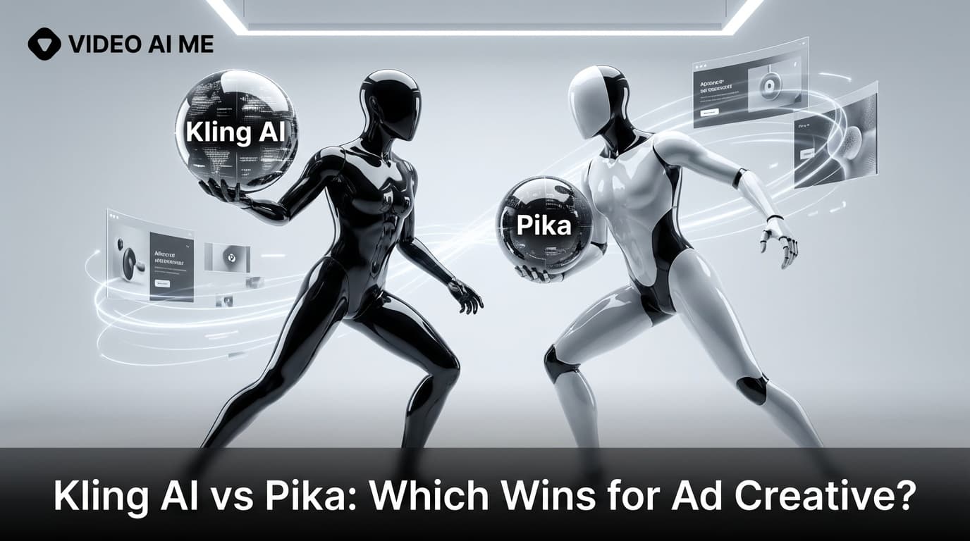 Kling AI vs Pika comparison showing ad creative outputs and pricing