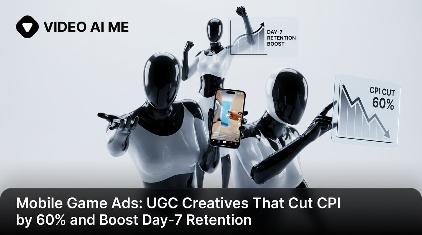 Mobile game UGC ad creative showing player reaction and gameplay footage