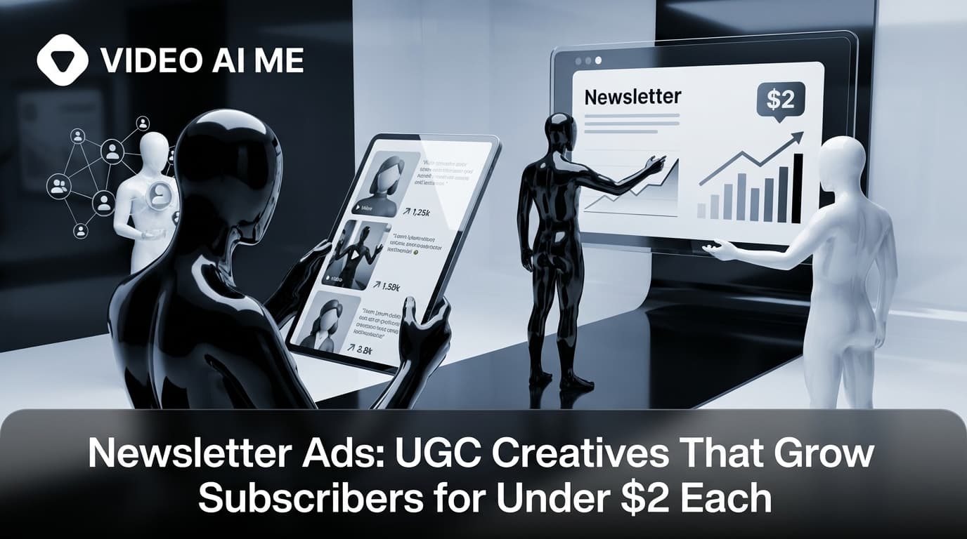 Newsletter promotion UGC ad creative showing subscriber acquisition strategy