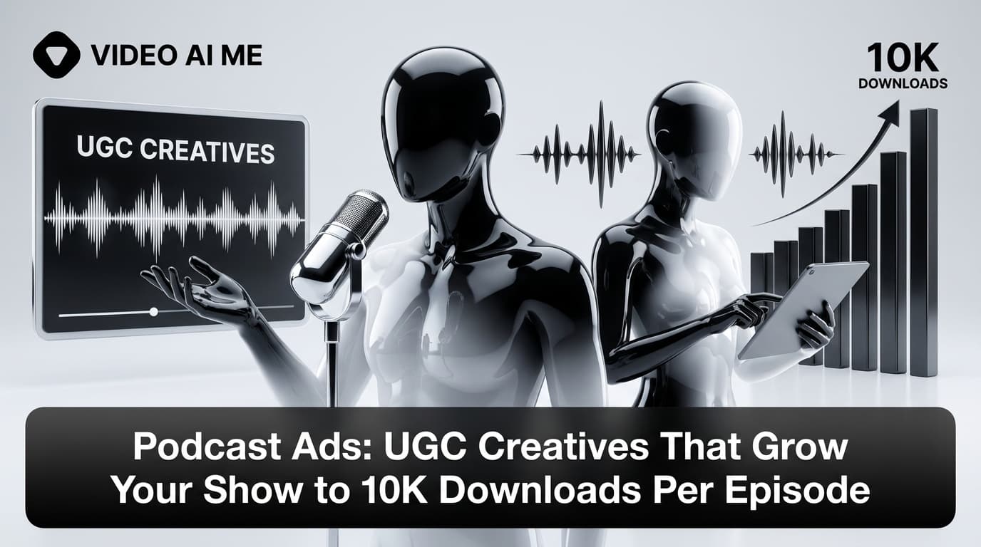 Podcast promotion UGC ad creative showing listener growth strategy