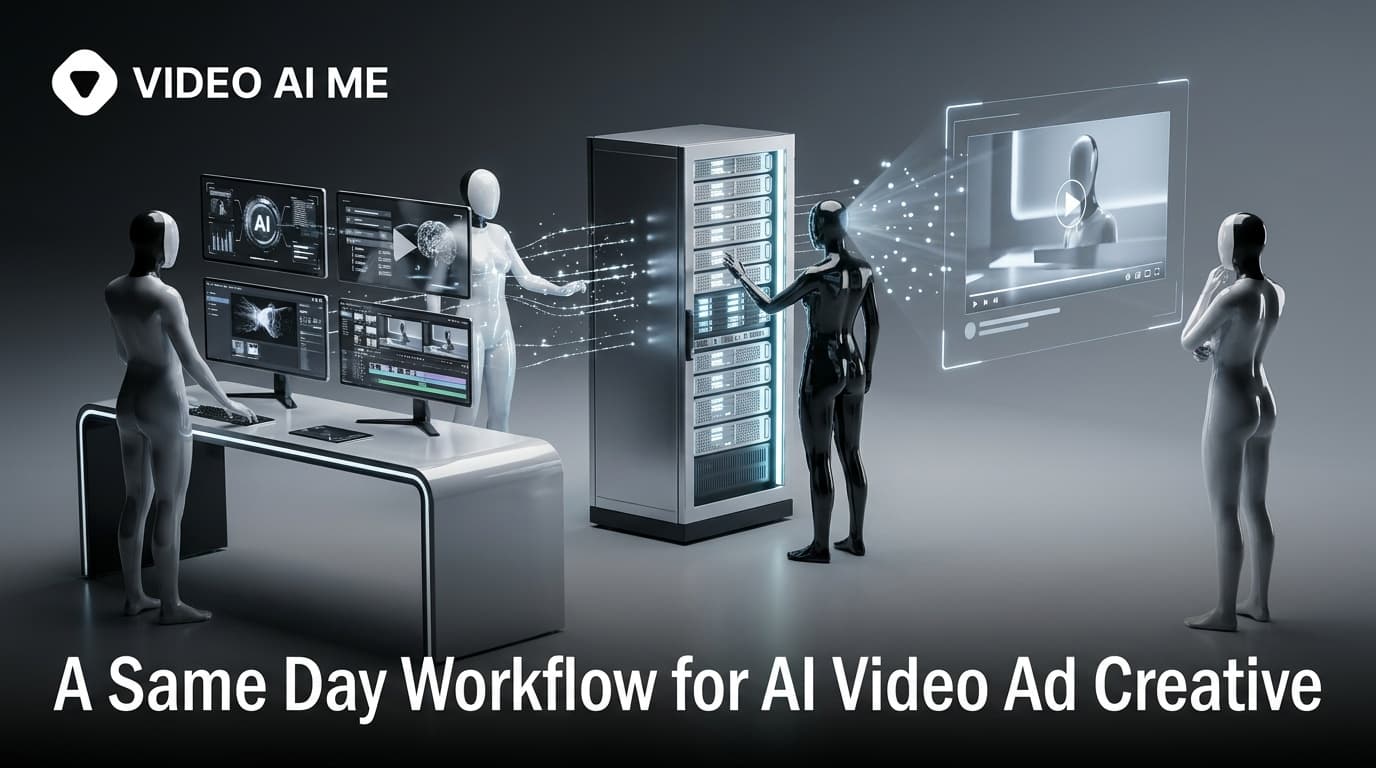 A same day production workflow for AI generated video ad creative